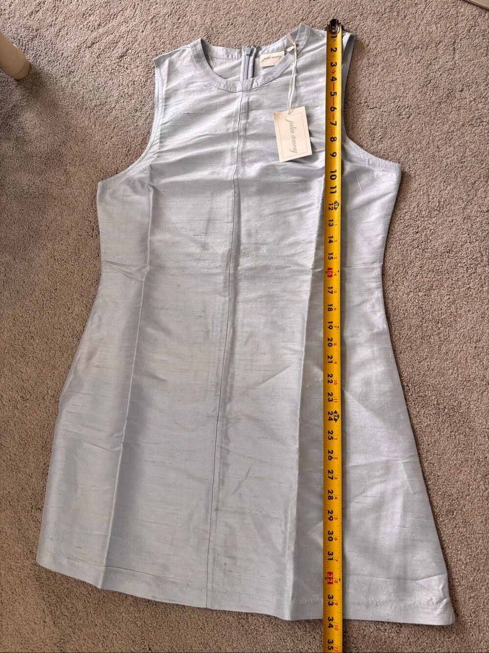 NWT Julia Amory Baby Jane baby Blue Silk Dupioni Mini Shift Dress, Lrg $298 - Picture 8 of 8